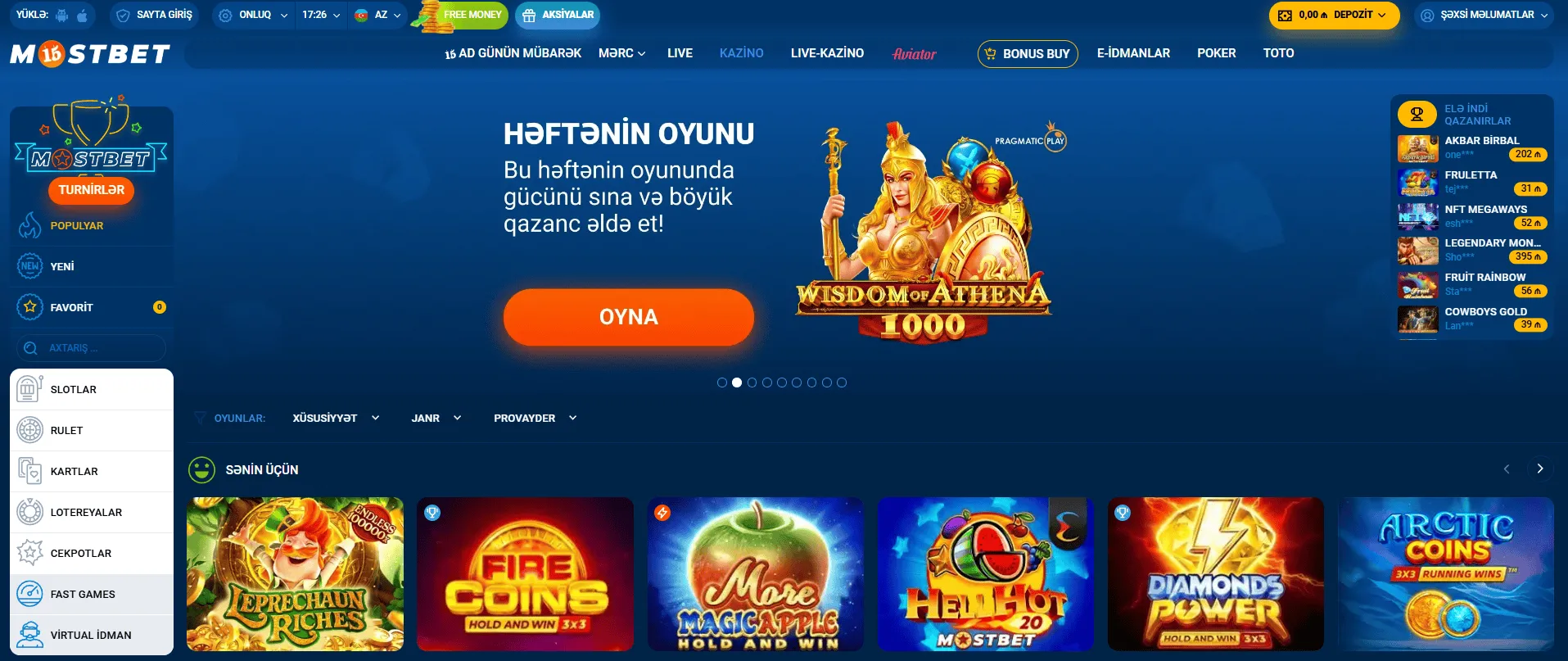 Mostbet casino oyunları Mostbet casino
